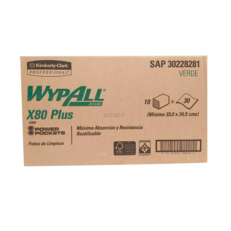 Wypall x80 Plus Food Service Verde / Paquete con 30 piezas 1414