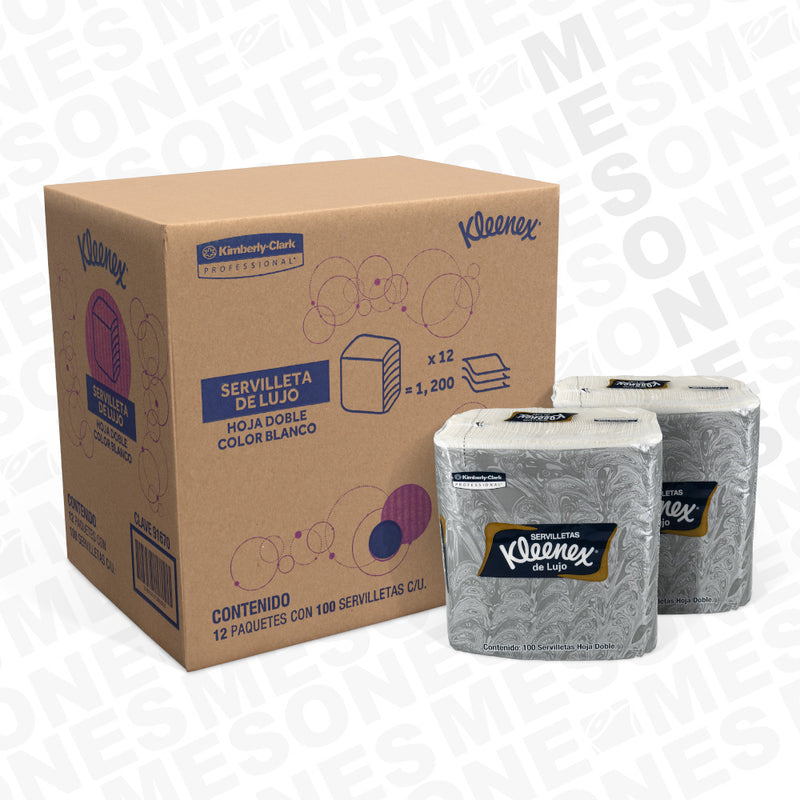 Kleenex de Lujo Servilleta Tradicional 100 H / Caja con 12 paquetes 91670