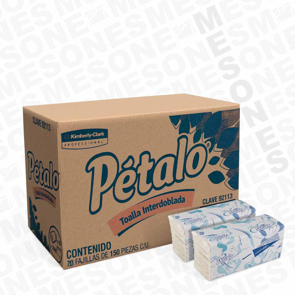 Pétalo Toalla Interdoblada Blanca 150 HS / Caja con 20 paquetes 92113