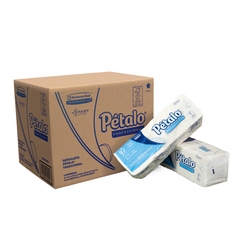 Pétalo Servilleta Tradicional 500 HS / Caja con 12 paquetes 91640