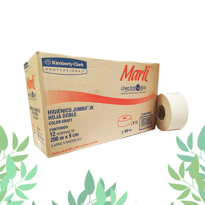 Marli Higiénico Jumbo Jr. Ecológico 200 mt / Caja 12 Rollos 90477