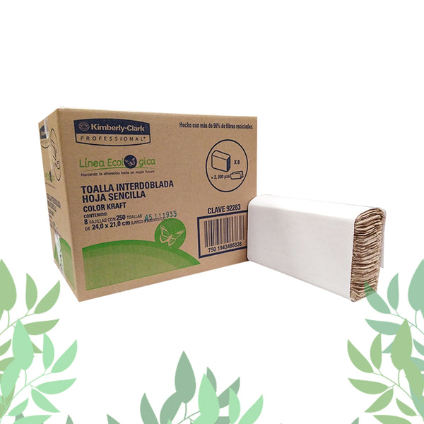 Marli Toalla Interdoblada Café Ecológica 250 HS / Caja con 8 paquetes 92263