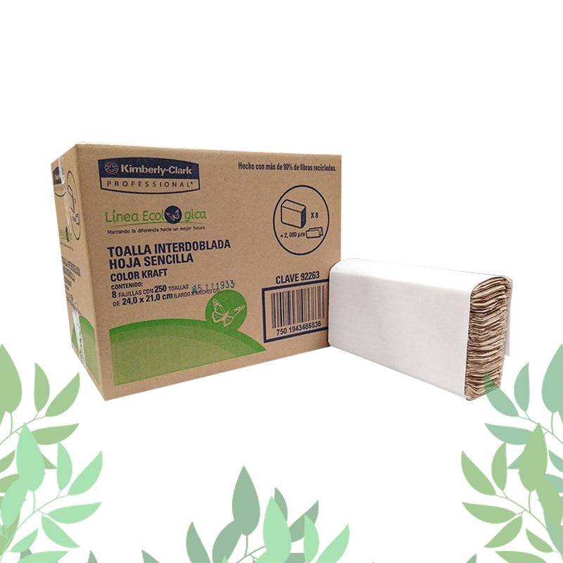 Marli Toalla Interdoblada Café Ecológica 250 HS / Caja con 8 paquetes 92263