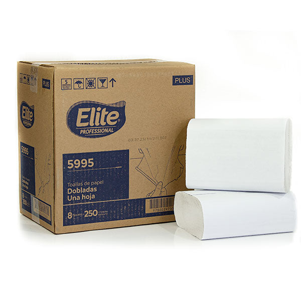 ELITE PLUS TOALLA INTERDOBLADA BLANCA 8P/250 HJS  5995