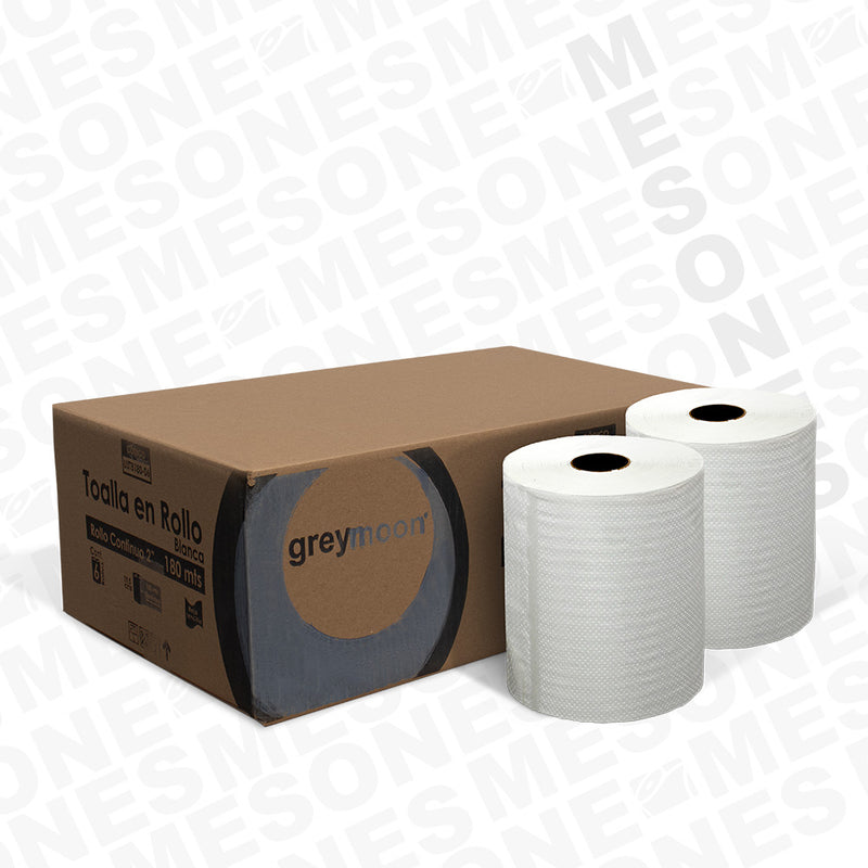 Greymoon Toalla en Rollo blanca 180 mts. / Caja con 6 rollos 18006