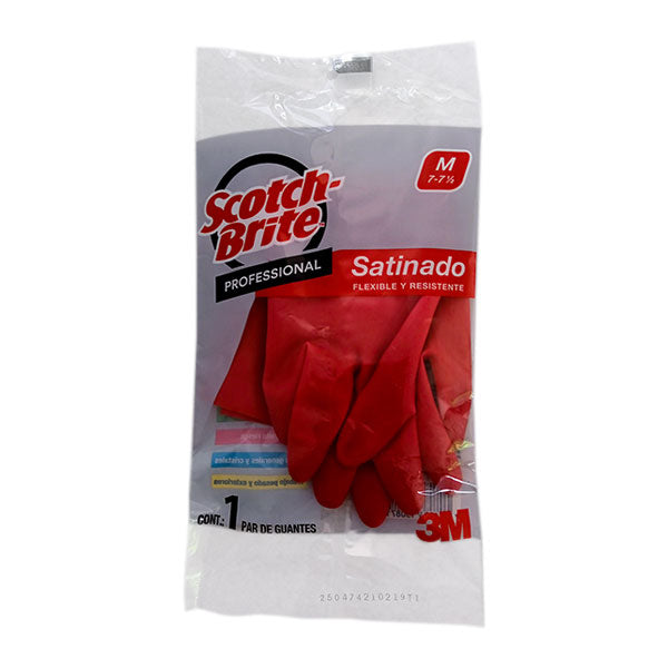 3M Guantes Scotch-Brite Satinado Rojo M 7-7 1/2 Professional / 1 pieza 18041